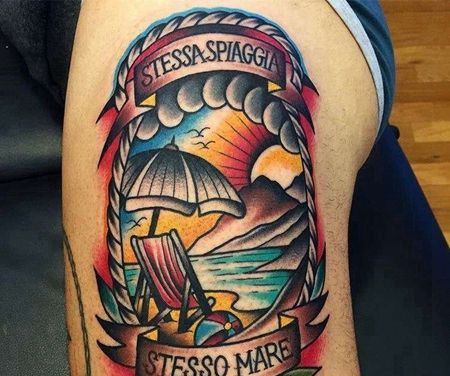 Old School大臂沙滩纹身图案
