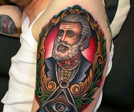 Old School大臂牧师纹身图案