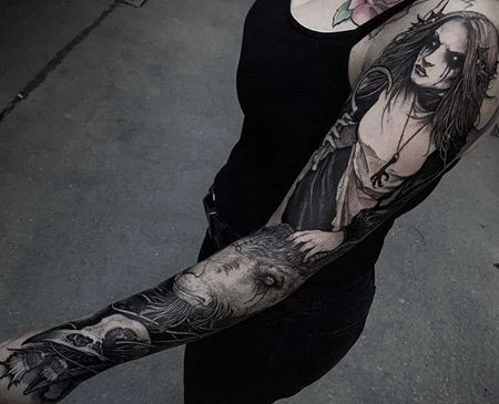 点线小臂羊纹身图案