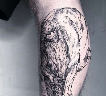 线条小腿巨人纹身图案