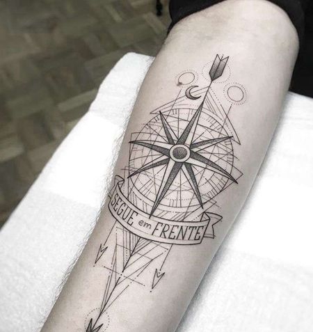 线条小臂星星纹身图案