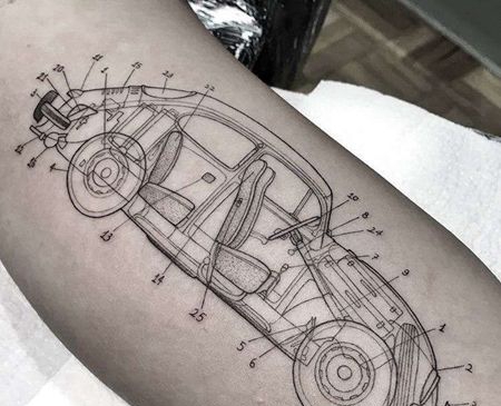 线条小臂车纹身图案