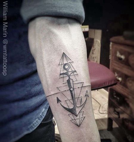 几何小臂船锚纹身图案