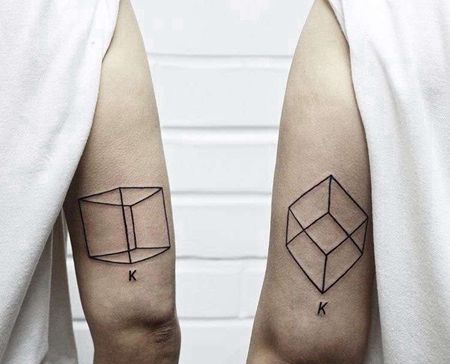 几何大臂正方体纹身图案