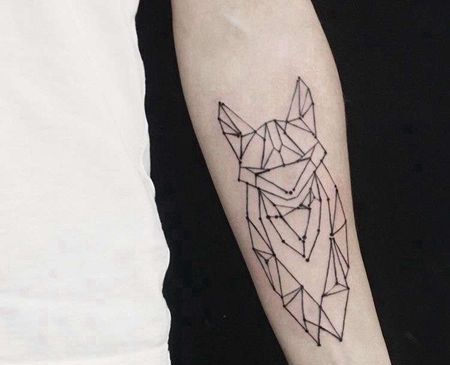 几何小臂狐狸纹身图案