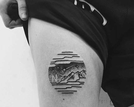 大腿风景纹身图案