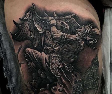 写实大腿战士纹身图案