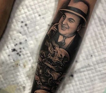 写实小臂人像骷髅纹身图案