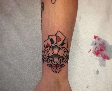 Old School小臂扑克骰子纹身图案