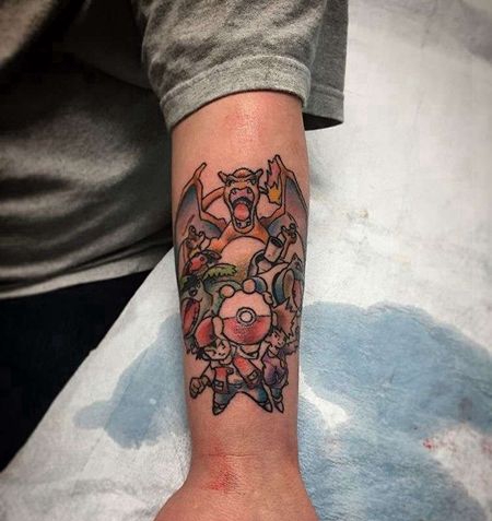 卡通小臂神奇宝贝纹身图案