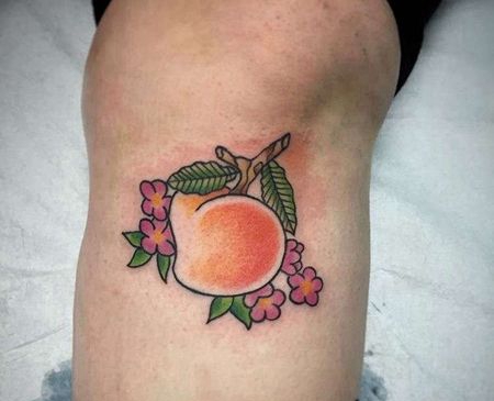 New School小臂桃子纹身图案