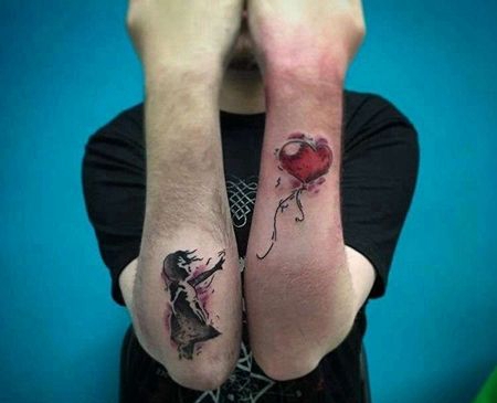 水彩小臂女人气球纹身图案