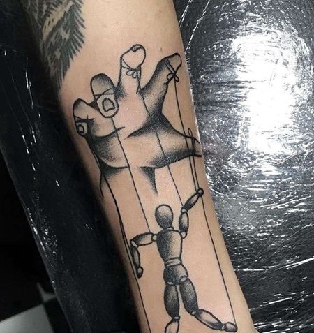 Old School小臂手木偶纹身图案