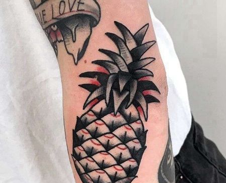 Old School小臂菠萝纹身图案