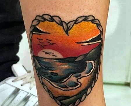 Old School小臂风景纹身图案