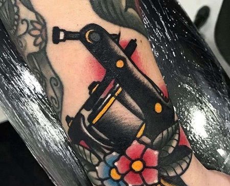 Old School小腿纹身机纹身图案