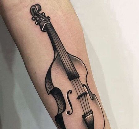 Old School小臂大提琴纹身图案