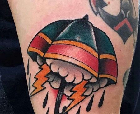 Old School大臂伞纹身图案