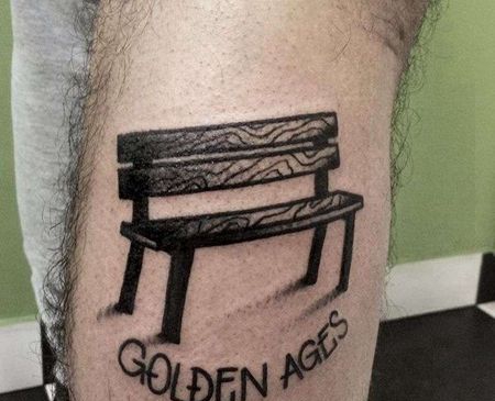 Old School小臂长椅纹身图案