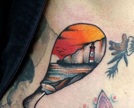 Old School大腿鸡腿纹身图案