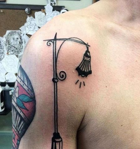 Old School大臂路灯纹身图案