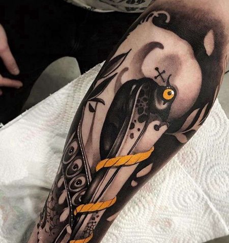 写实小臂鹤纹身图案