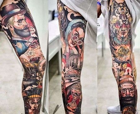 New School大臂胳膊纹身图案