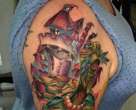 New School大臂乌龟纹身图案
