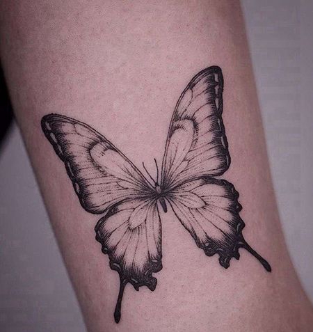 小清新大臂蝴蝶纹身图案