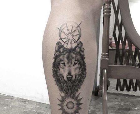 小腿狼纹身图案