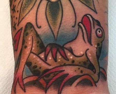 Old School手腕青蛙纹身图案