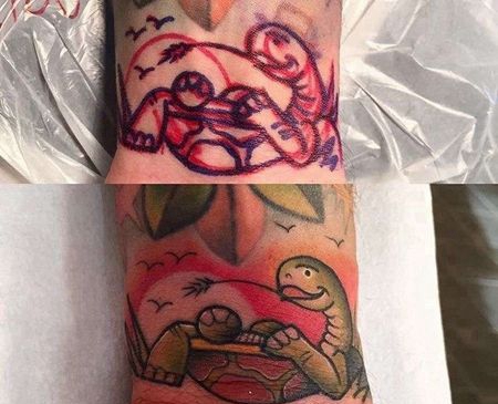 Old School手腕乌龟纹身图案