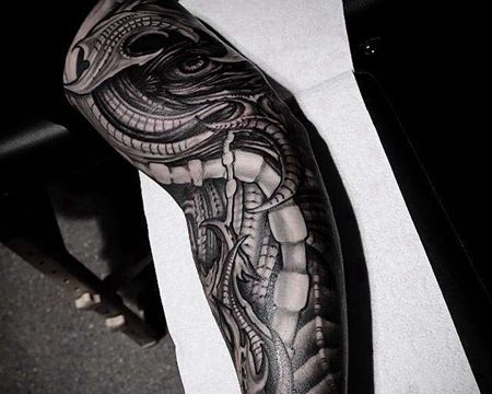 写实腿机械纹身图案