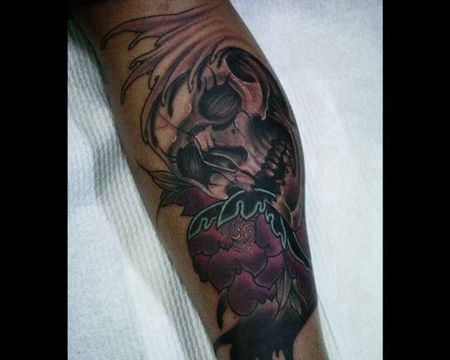 新传统骷髅纹身图案