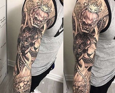 新传统胳膊唐狮孙悟空纹身图案