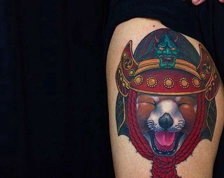 新传统大臂狗纹身图案