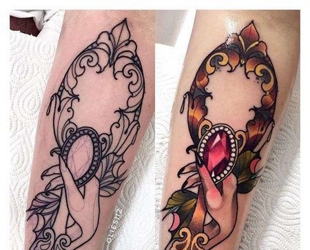 New School小臂手镜子纹身图案