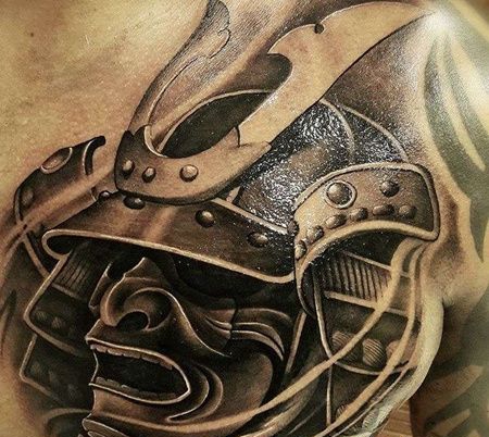 写实前胸鬼武士纹身图案