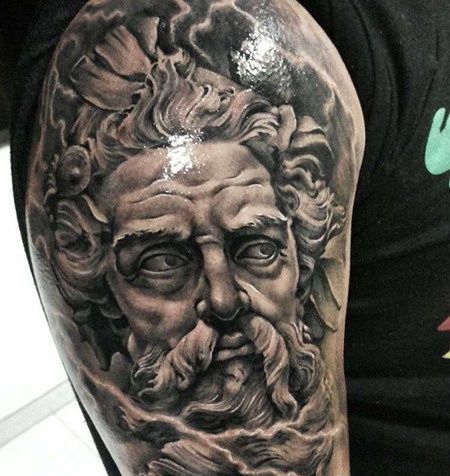 写实大腿西方雕像纹身图案