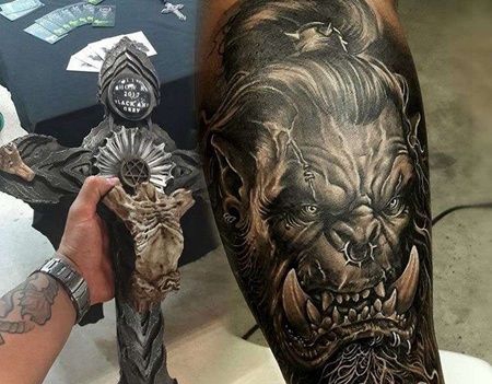 写实小臂魔兽纹身图案