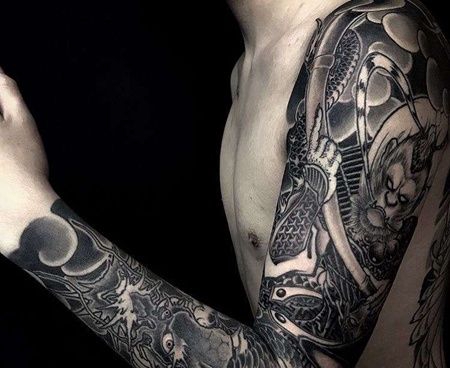 新传统胳膊孙悟空龙纹身图案