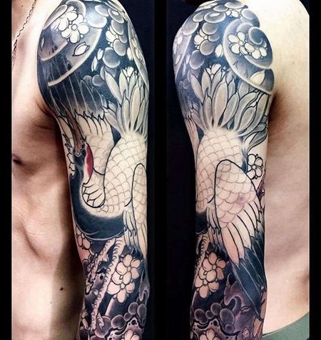 新传统大臂鹤纹身图案