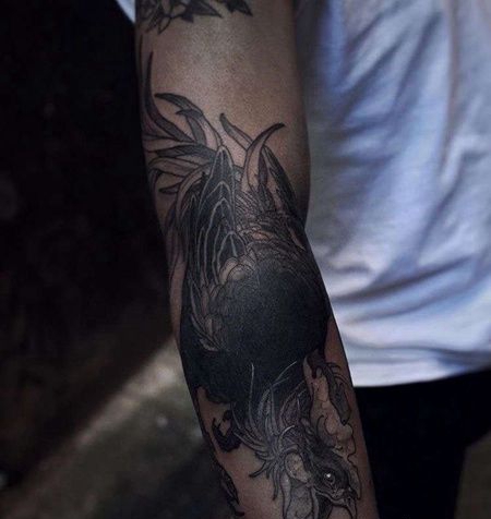 New School胳膊公鸡纹身图案