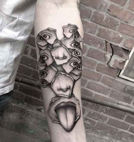 小臂眼睛嘴巴纹身图案
