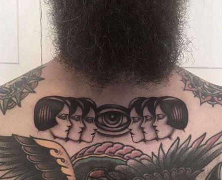 Old School前胸眼睛女人纹身图案