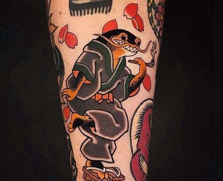 日式小腿鲶鱼纹身图案