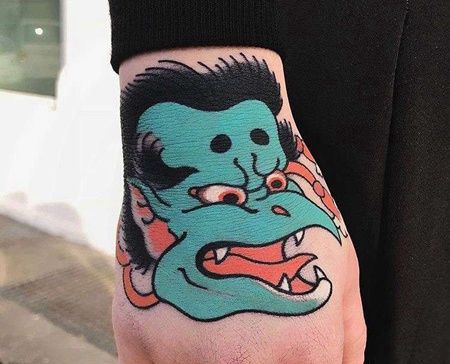 日式手背雷震子纹身图案