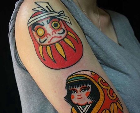 日式胳膊达摩蛋纹身图案