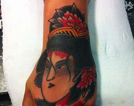 日式手背女人纹身图案