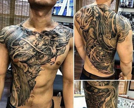 新传统龙纹身图案